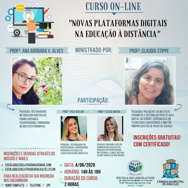 Escola do Legislativo abre inscrição para o curso "Novas plataformas digitais na educação à distância"