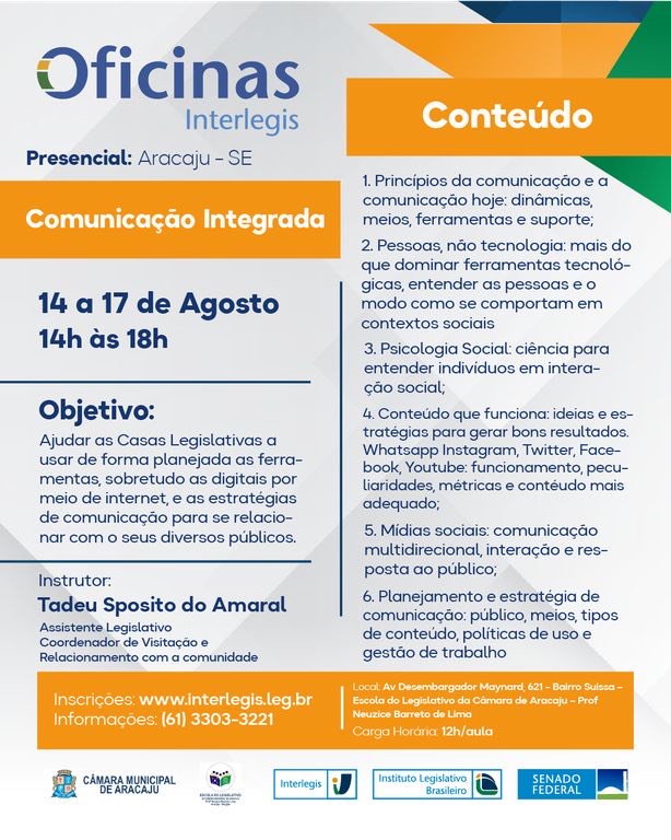 Escola do Legislativo de Aracaju fomenta comunicação em parceria com o Interlegis