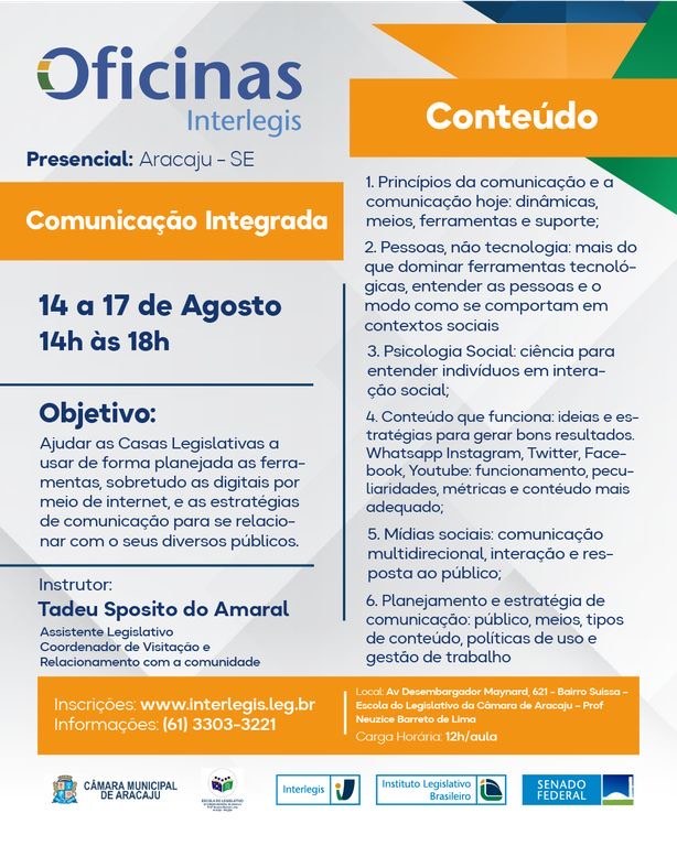 Escola do Legislativo de Aracaju fomenta comunicação em parceria com o Interlegis