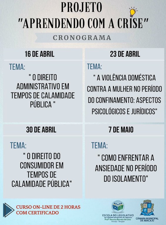 Escola do Legislativo lança projeto “Aprendendo com a crise”   