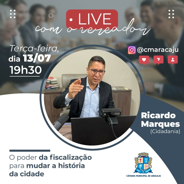 Live com vereadores receberá Ricardo Marques 