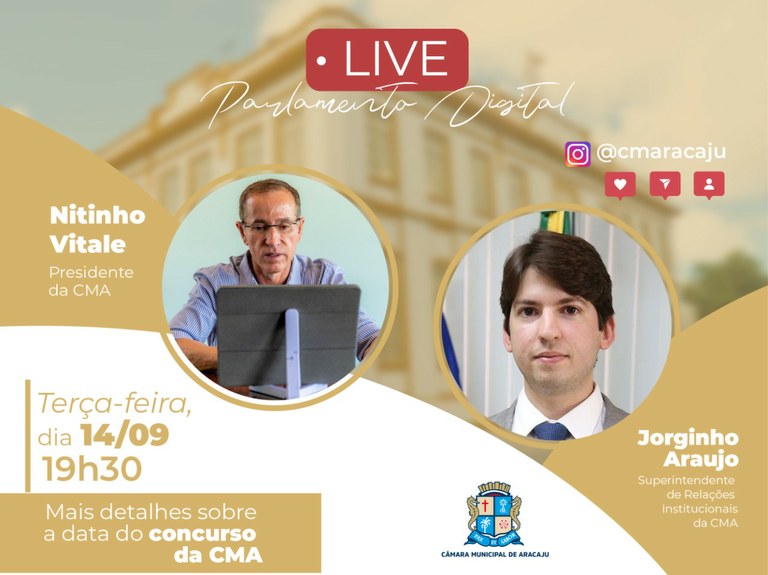 Live Parlamento Digital receberá Nitinho e Jorginho Araujo