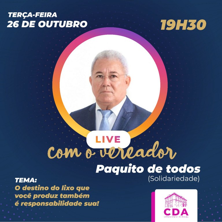 Paquito de Todos é o convidado da Live do Parlamento Digital