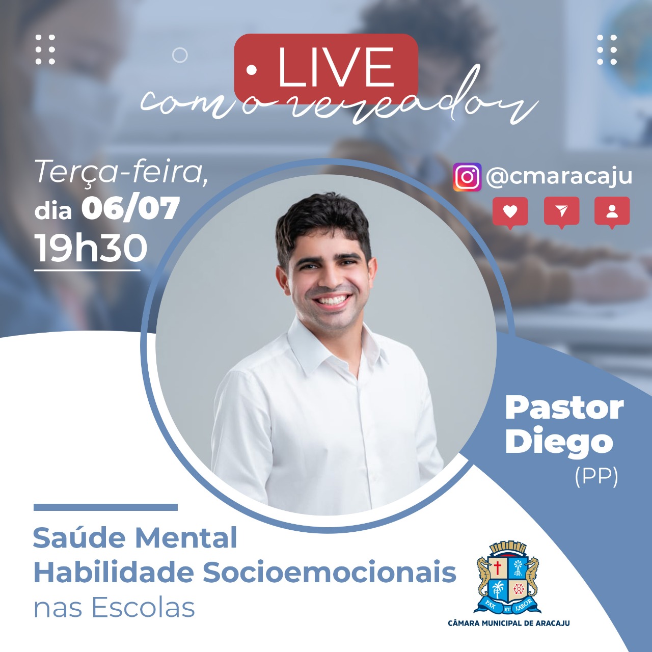 Pastor Diego é o convidado da Live com os vereadores