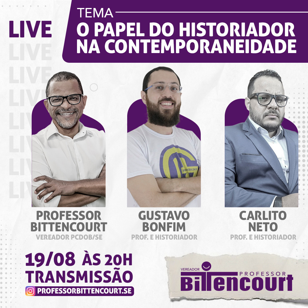 Professor Bittencourt realizará live sobre o papel do Historiador na Contemporaneidade