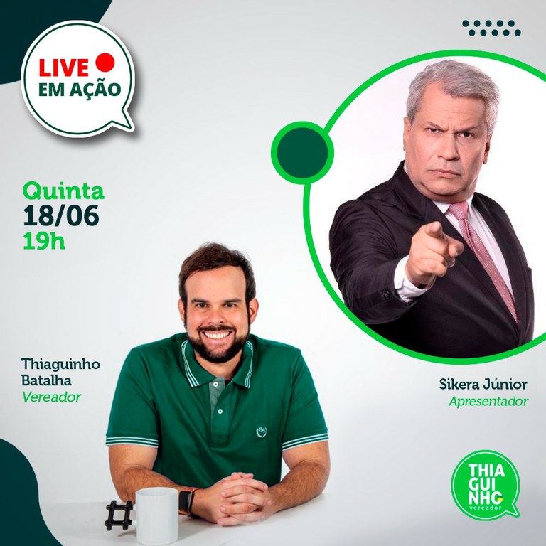 Thiaguinho Batalha fará live com o apresentador Sikera Júnior nesta quinta-feira, 18/06